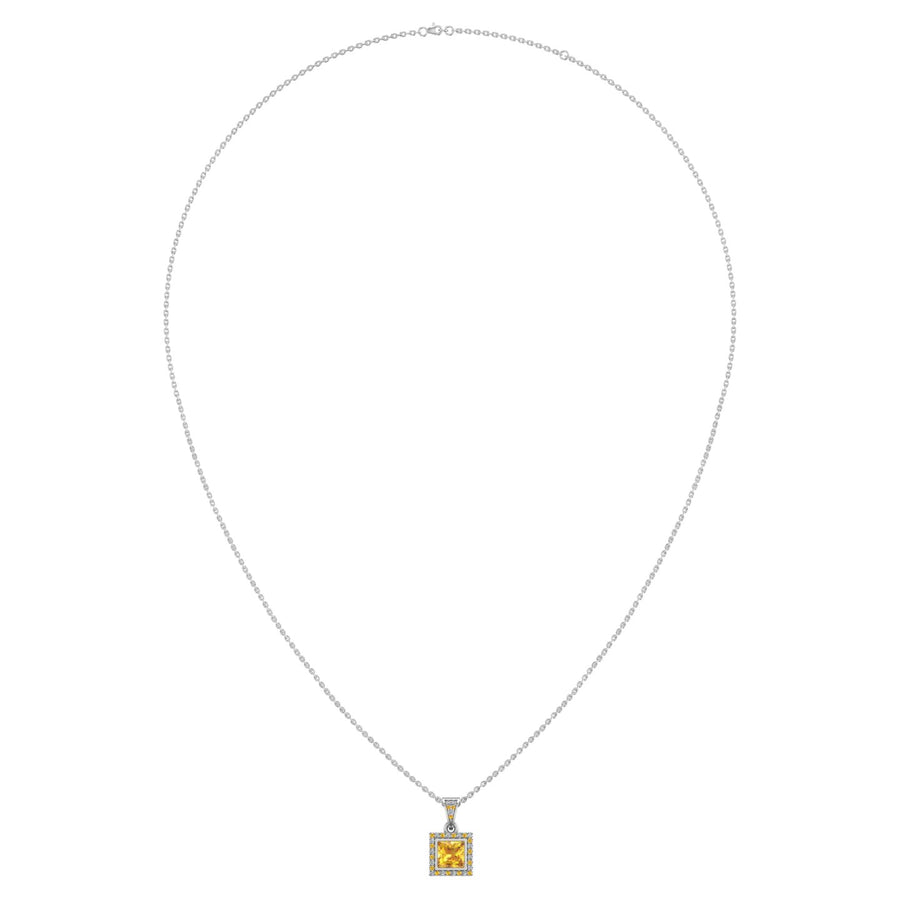 Heavenly Halo Pendant - Yellow Sapphire Princess