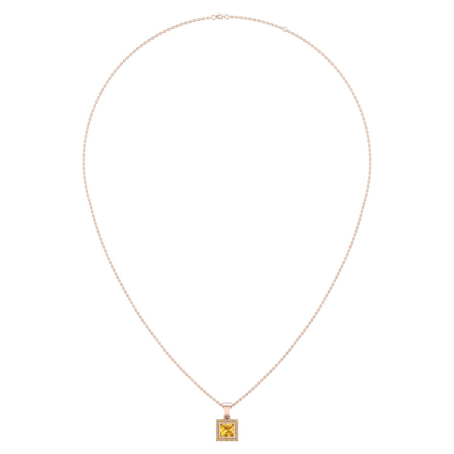 Divine Halo Pendant - Yellow Sapphire Princess