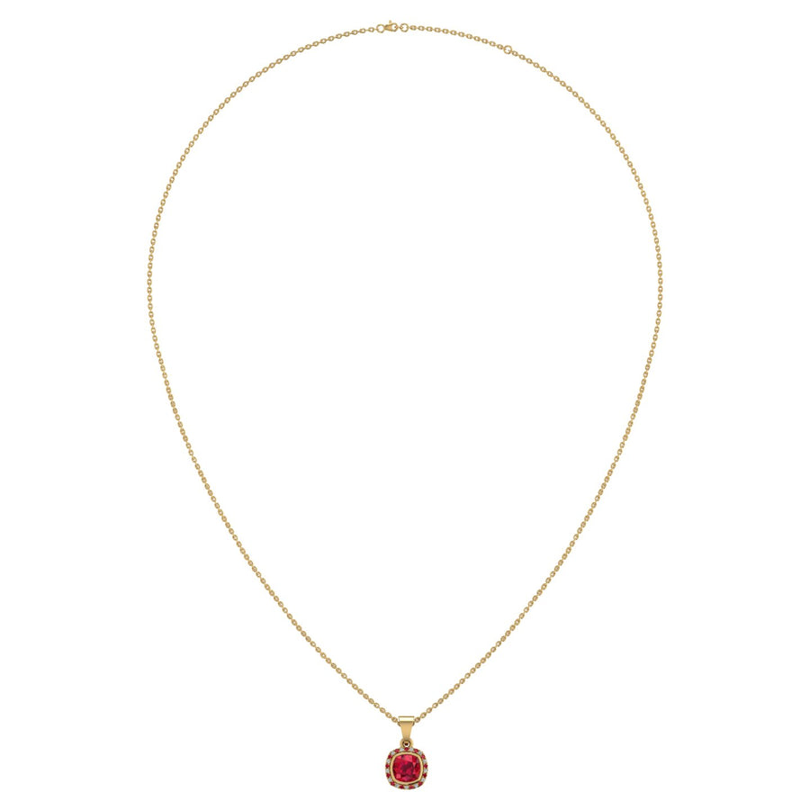 Divine Halo Pendant - Ruby Cushion