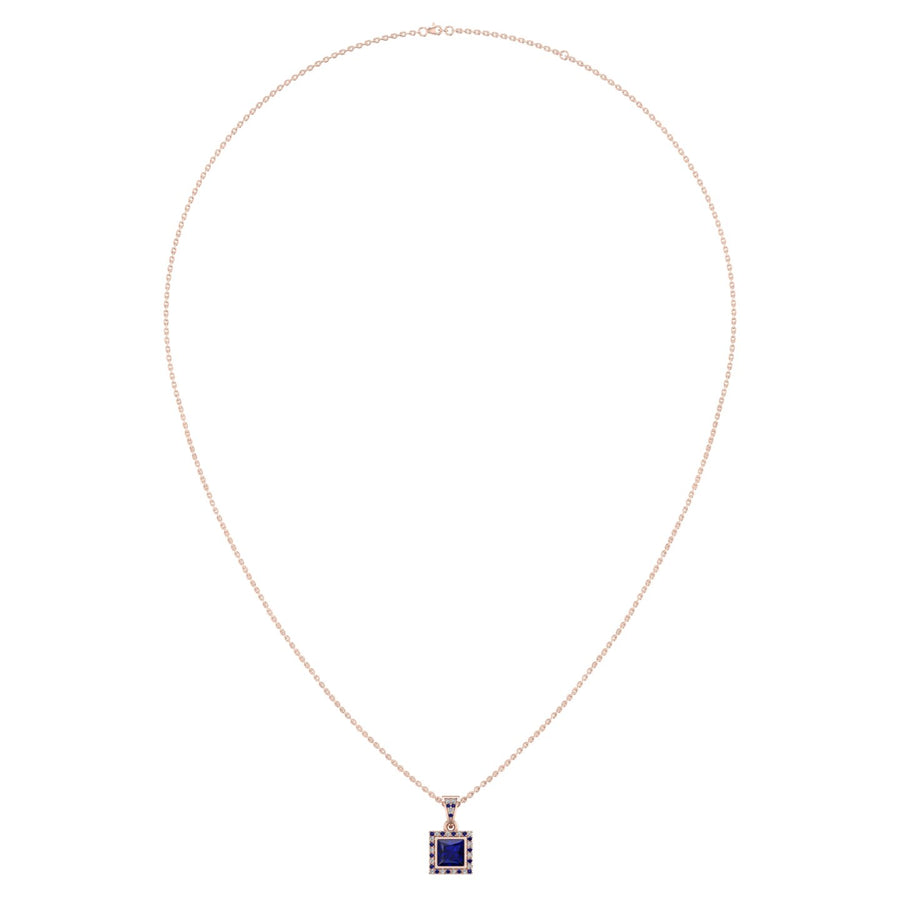 Heavenly Halo Pendant - Blue Sapphire Princess