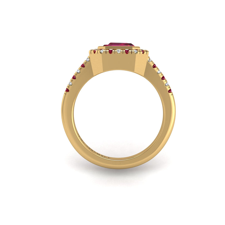 Starry Halo Ring - Ruby Emerald