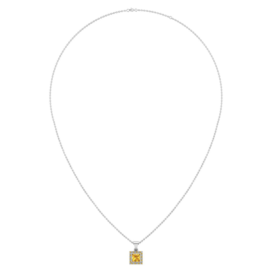 Divine Halo Pendant - Yellow Sapphire Princess