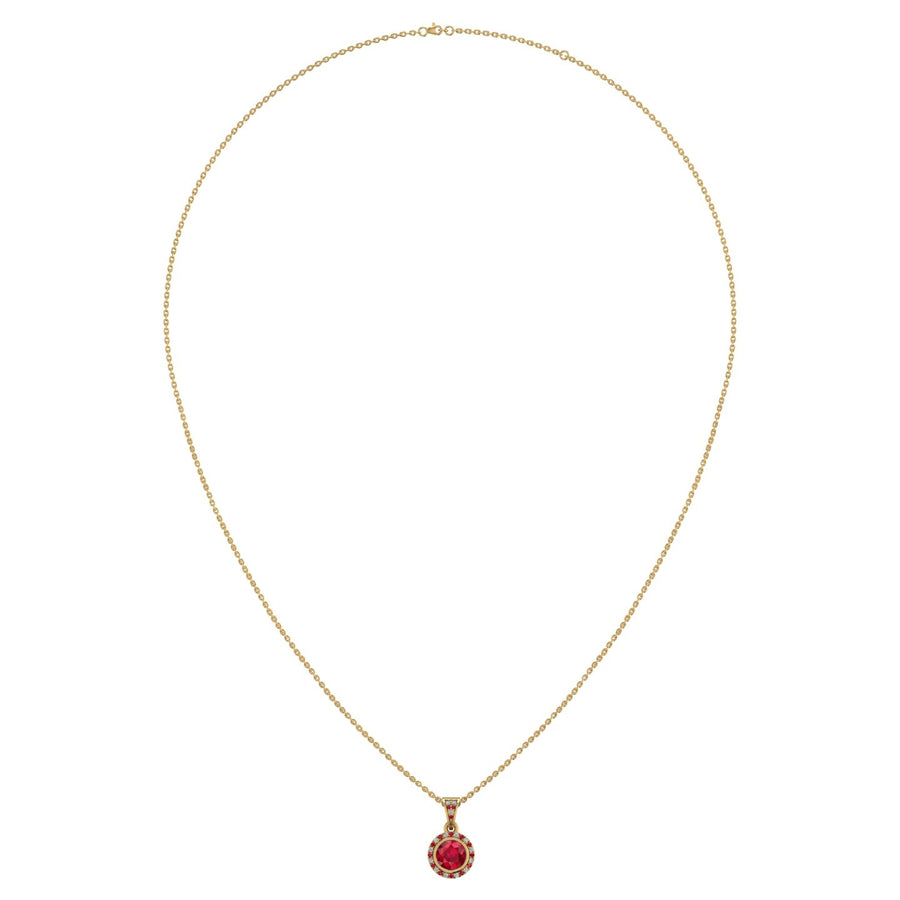 Heavenly Halo Pendant - Ruby Round