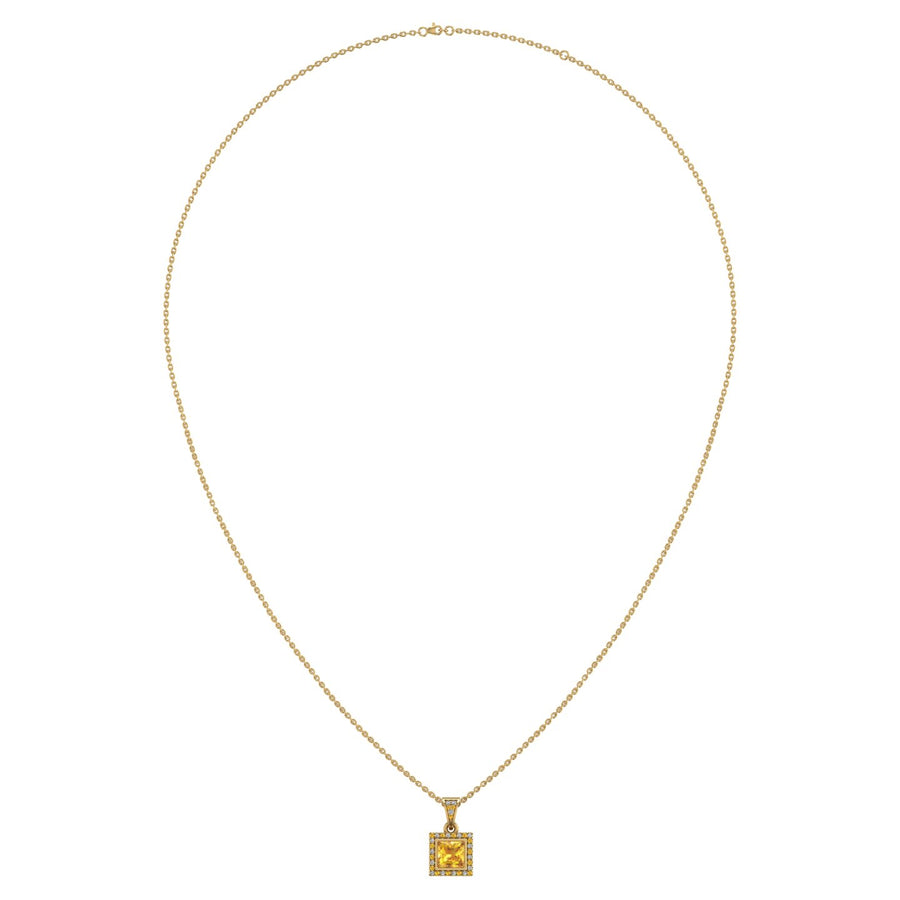 Heavenly Halo Pendant - Yellow Sapphire Princess