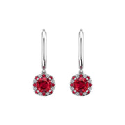 Mystic Hoop Earrings - Halo - Ruby Cushion