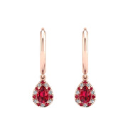 Mystic Hoop Earrings - Halo - Ruby Pear