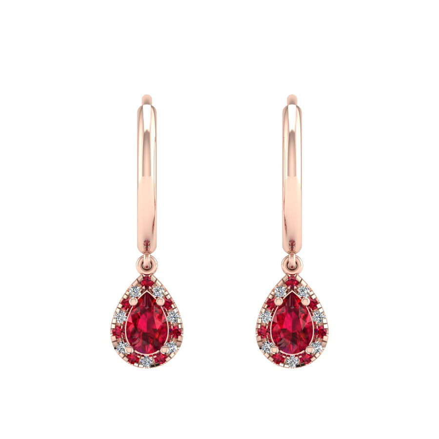 Mystic Hoop Earrings - Halo - Ruby Pear