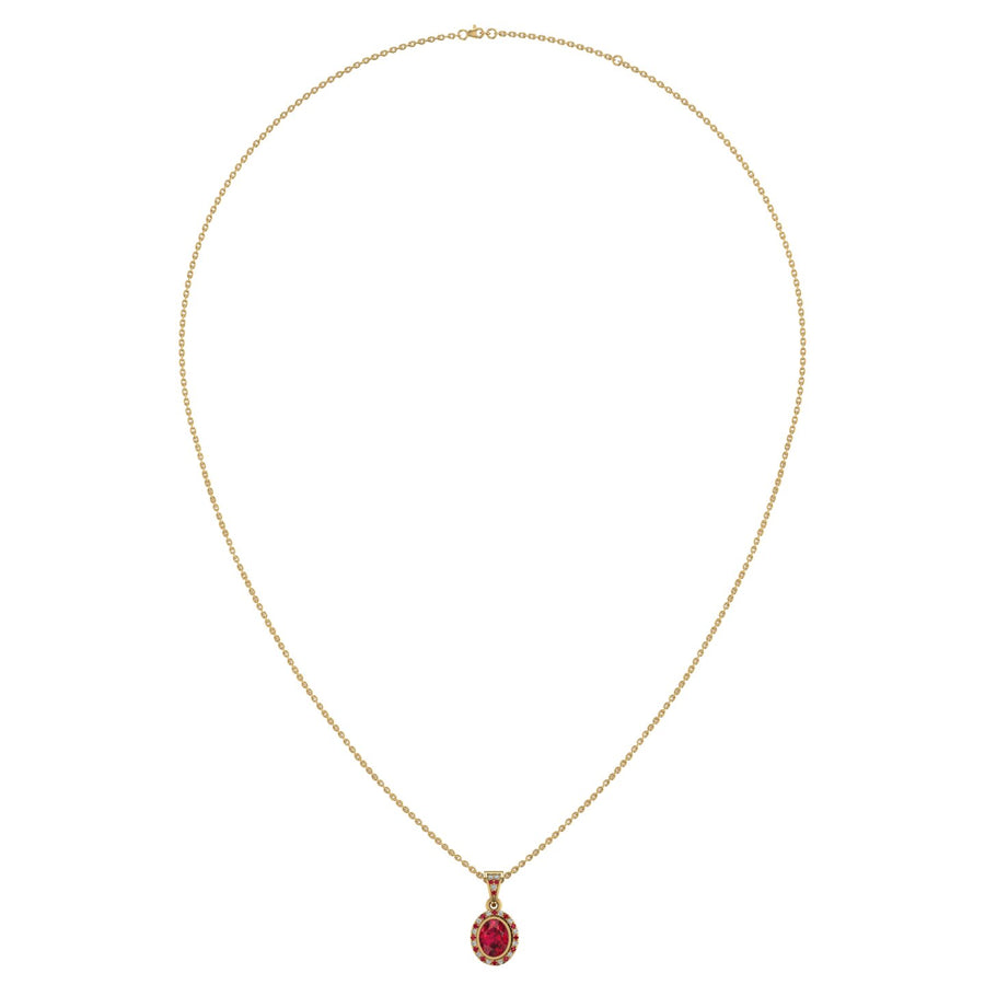 Heavenly Halo Pendant - Ruby Oval