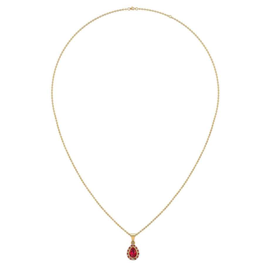 Divine Halo Pendant - Ruby Pear