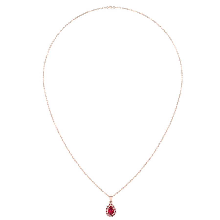 Divine Halo Pendant - Ruby Pear