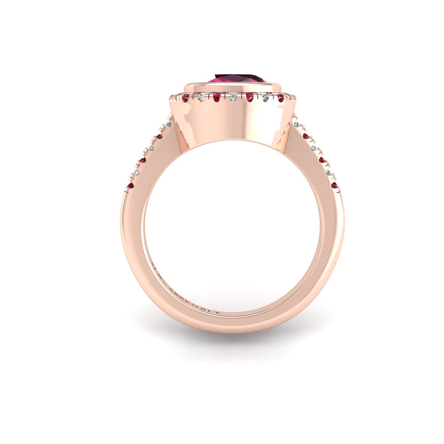 Starry Halo Ring - Ruby Cushion