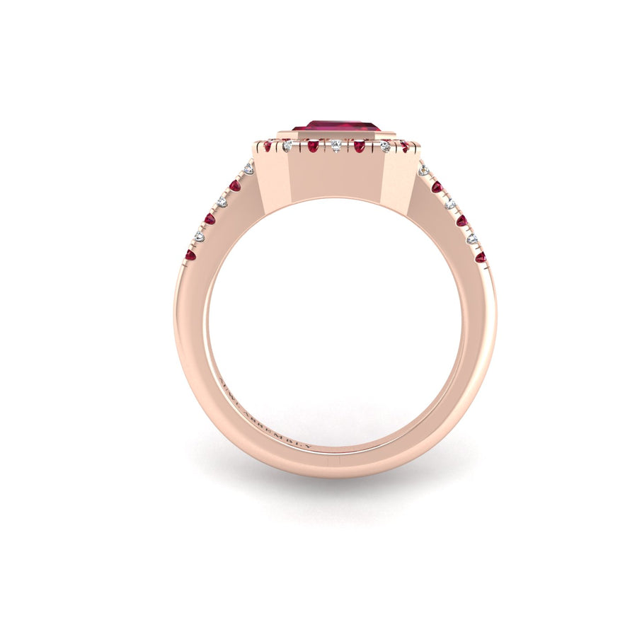 Starry Halo Ring - Ruby Emerald