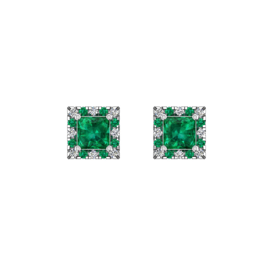 Cosmic Stud Earrings - Halo - Emerald Princess