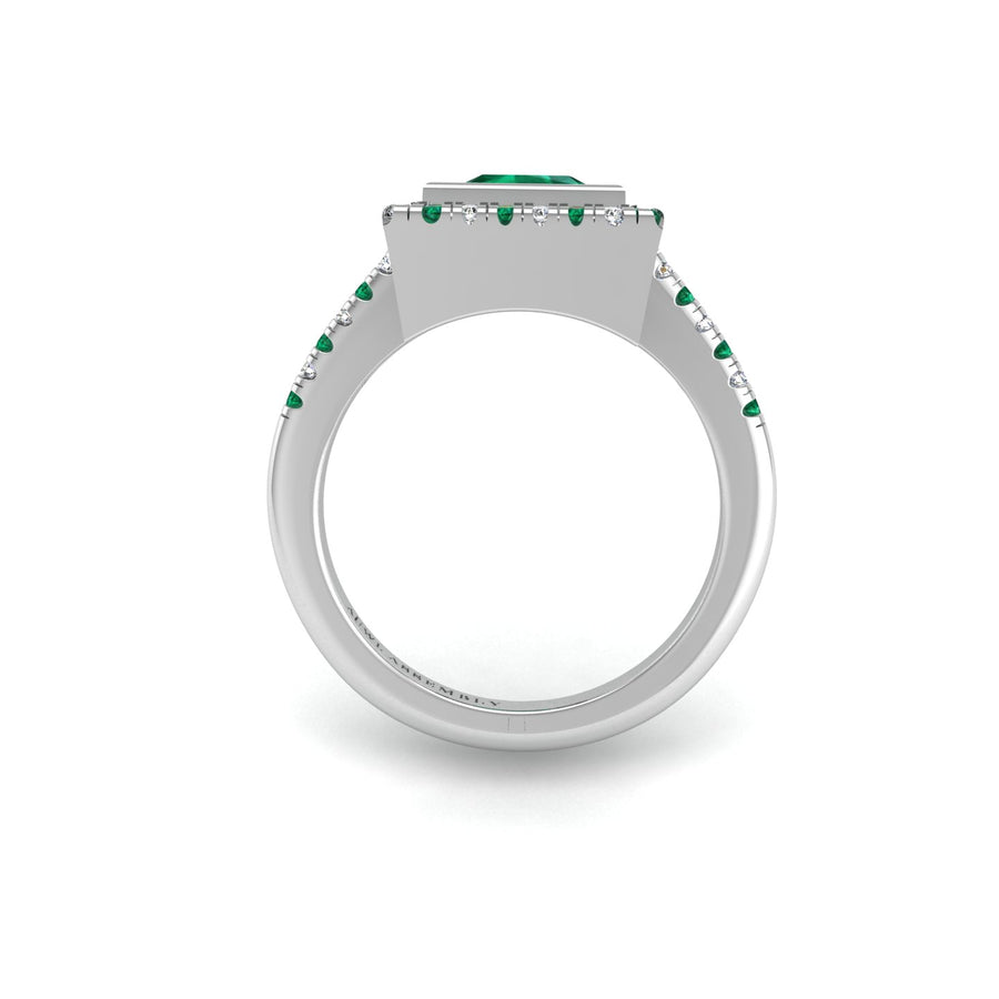 Starry Halo Ring - Emerald Princess