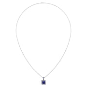 Heavenly Halo Pendant - Blue Sapphire Princess