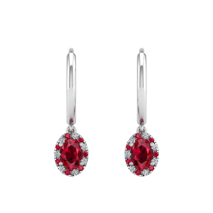 Mystic Hoop Earrings - Halo - Ruby Oval