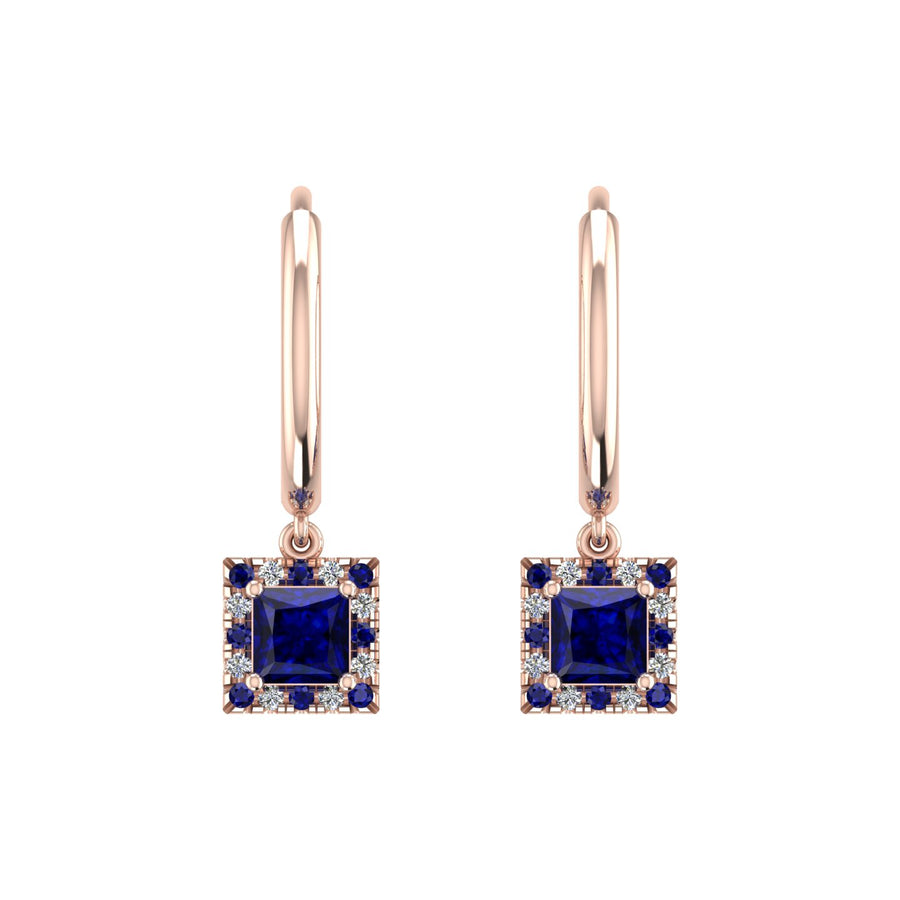Mystic Hoop Earrings - Halo - Blue Sapphire Princess