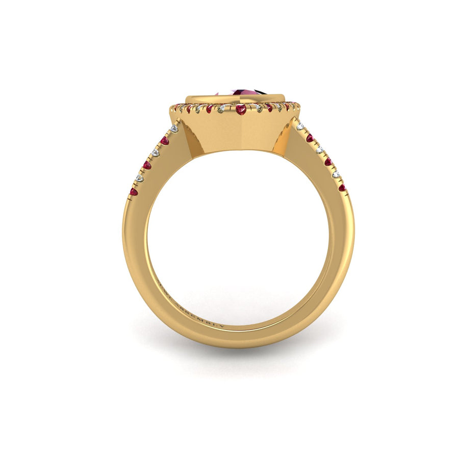 Starry Halo Ring - Ruby Trillion
