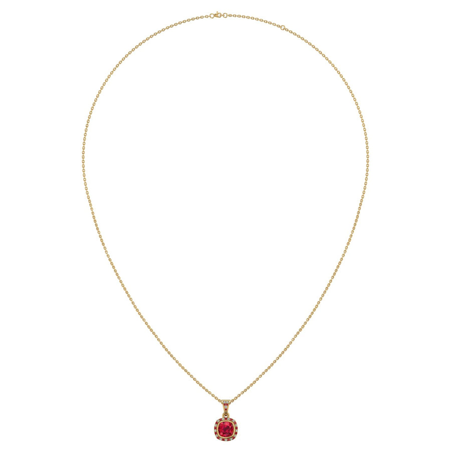 Heavenly Halo Pendant - Ruby Cushion