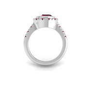 Starry Halo Ring - Ruby Cushion