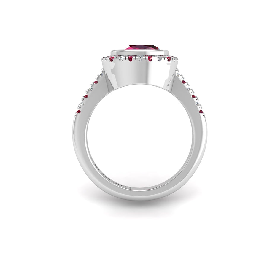 Starry Halo Ring - Ruby Cushion