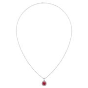 Divine Halo Pendant - Ruby Cushion