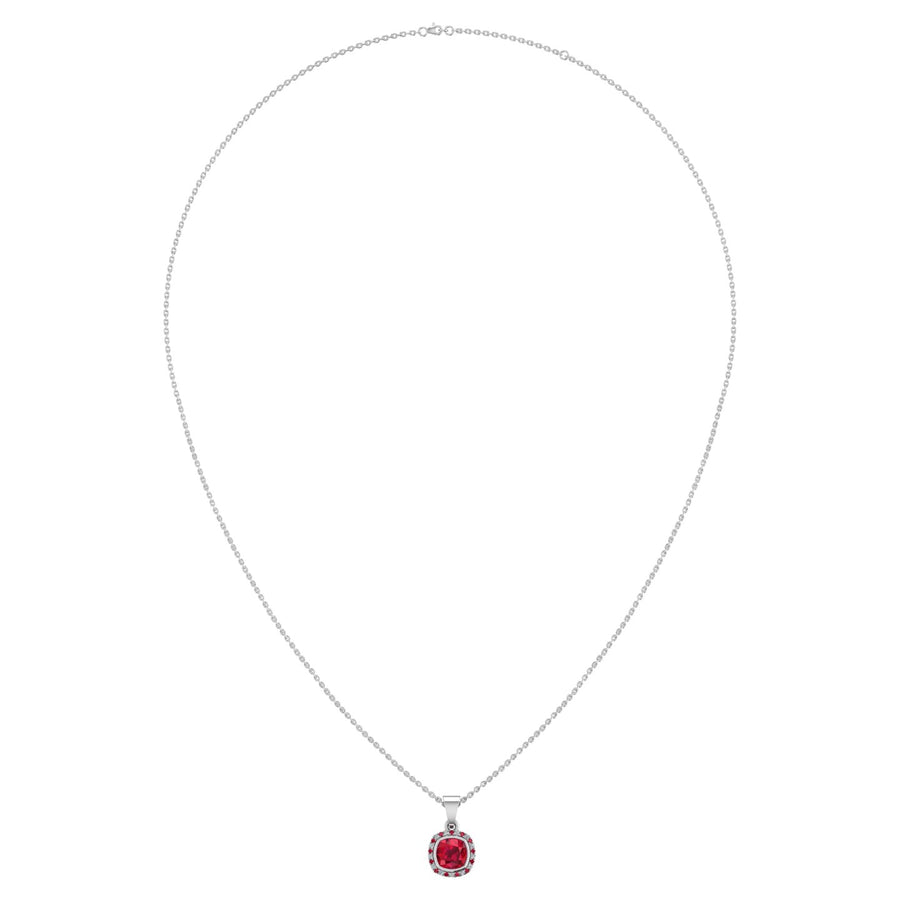 Divine Halo Pendant - Ruby Cushion