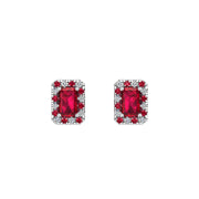 Cosmic Stud Earrings - Halo - Ruby Emerald