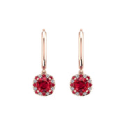 Mystic Hoop Earrings - Halo - Ruby Cushion