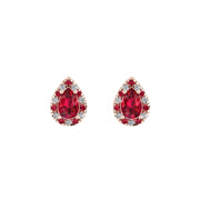 Cosmic Stud Earrings - Halo - Ruby Pear