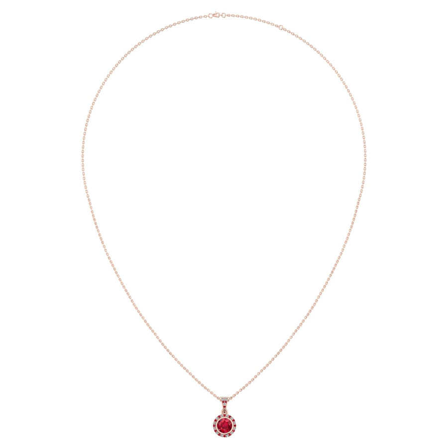 Heavenly Halo Pendant - Ruby Round