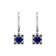 Mystic Hoop Earrings - Halo - Blue Sapphire Princess