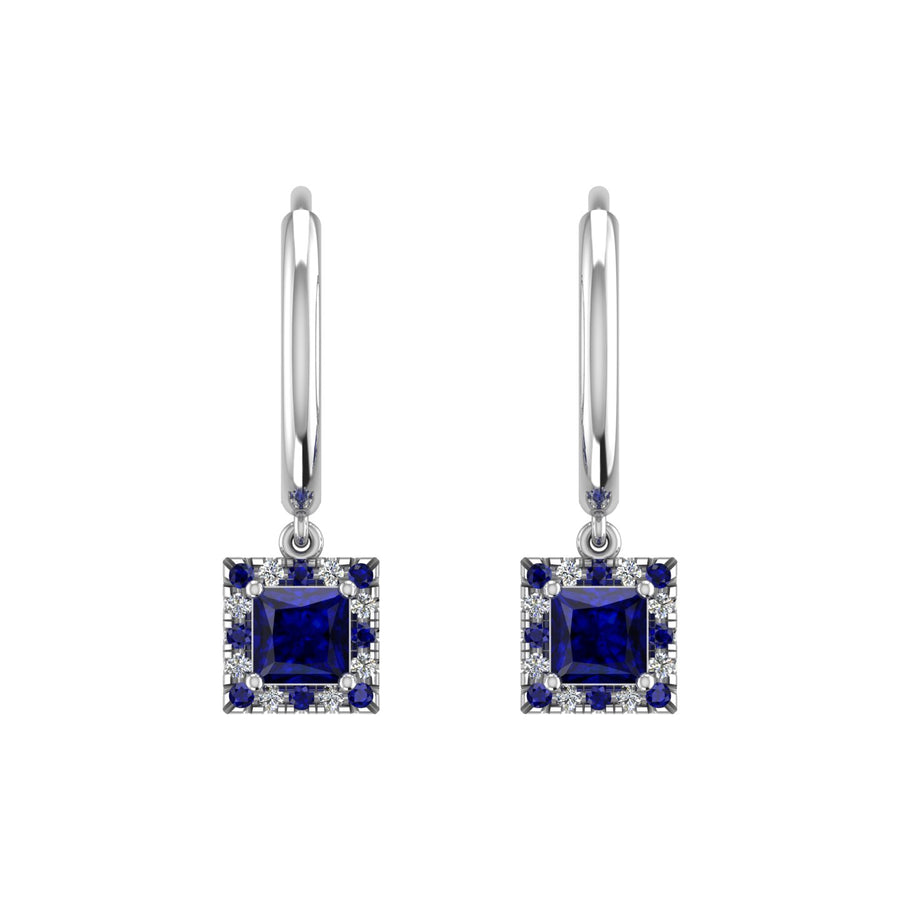 Mystic Hoop Earrings - Halo - Blue Sapphire Princess