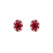 Cosmic Stud Earrings - Halo - Ruby Oval