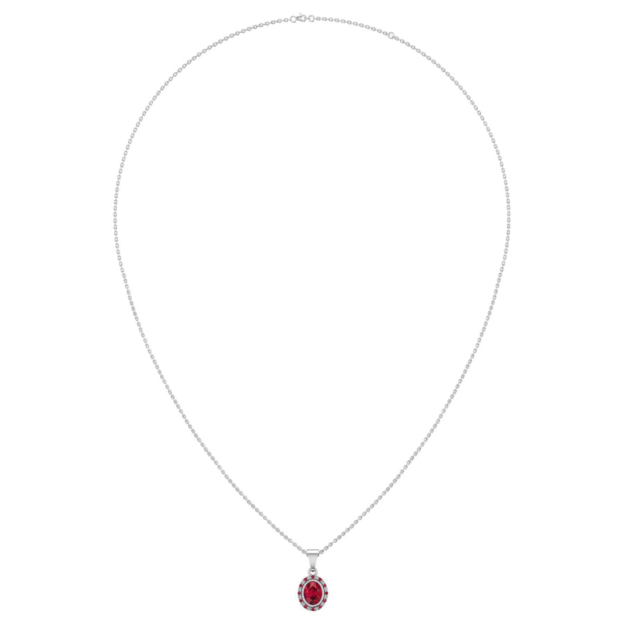 Divine Halo Pendant - Ruby Oval