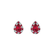 Cosmic Stud Earrings - Halo - Ruby Pear
