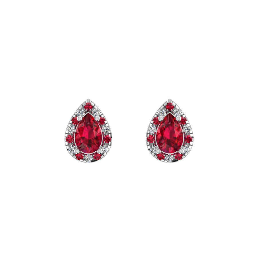 Cosmic Stud Earrings - Halo - Ruby Pear