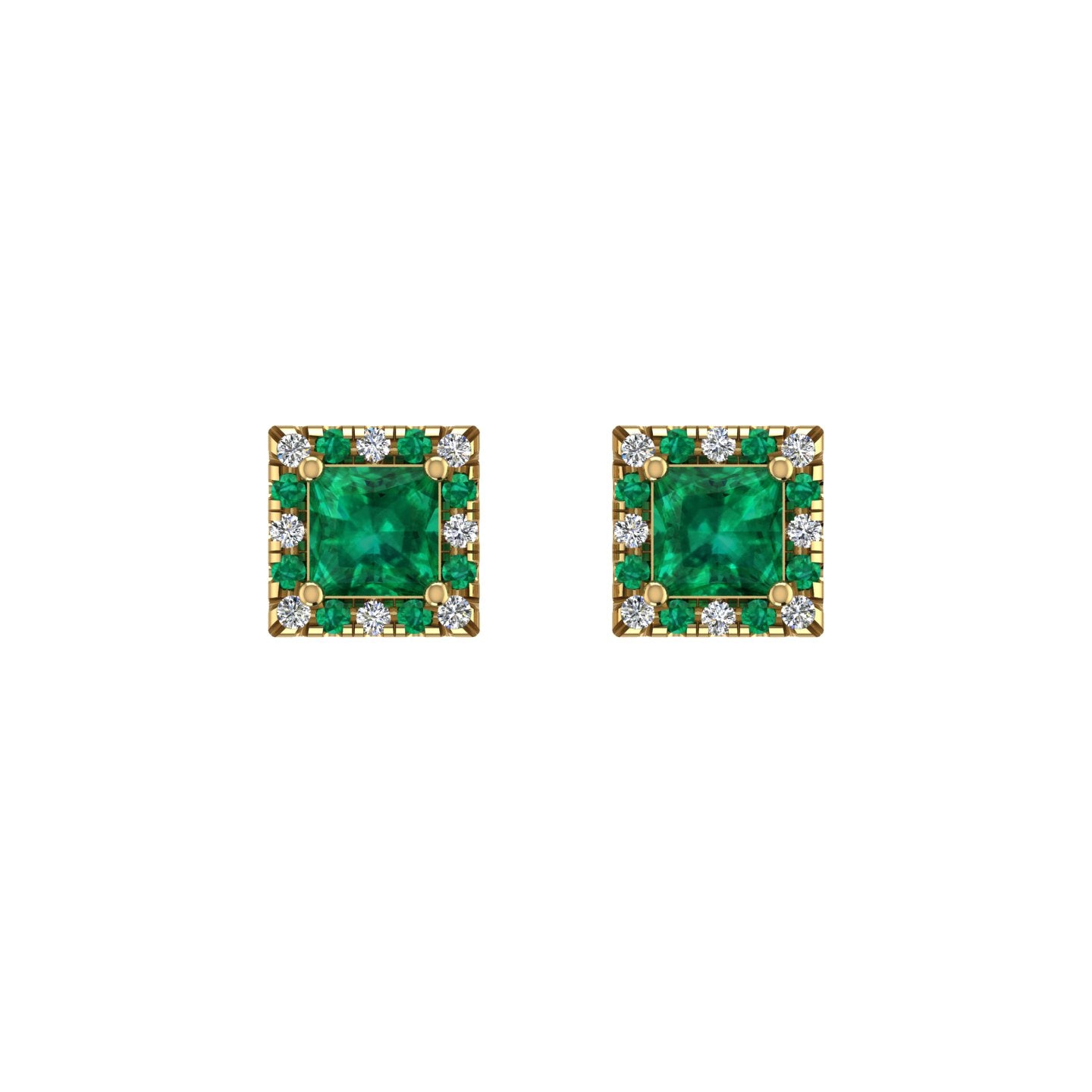 Cosmic Stud Earrings - Halo - Emerald Princess