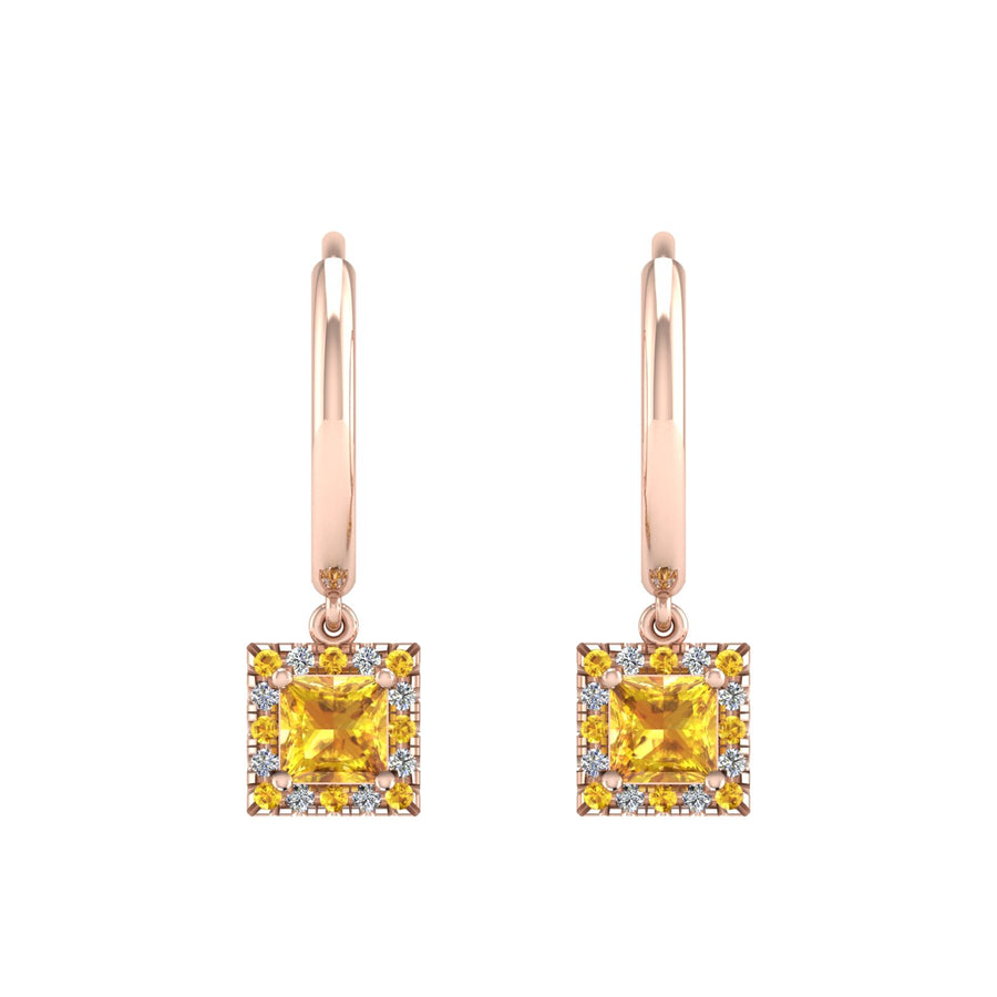 Mystic Hoop Earrings - Halo - Yellow Sapphire Princess