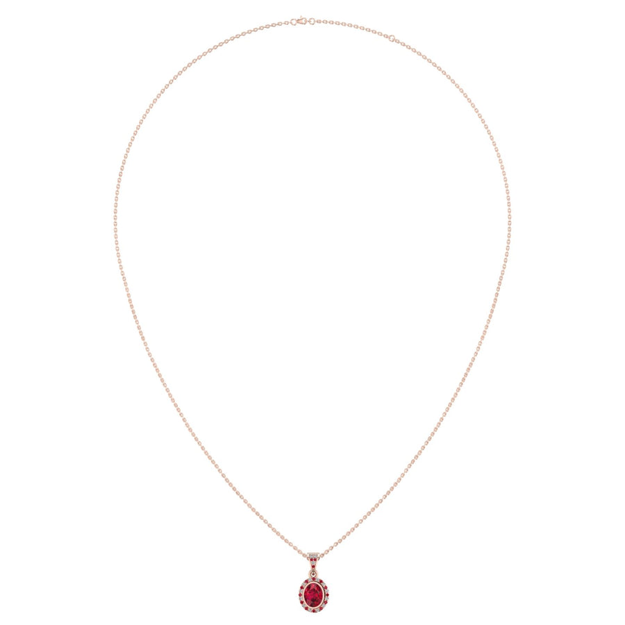 Heavenly Halo Pendant - Ruby Oval