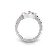 Starry Halo Ring - Ruby Pear
