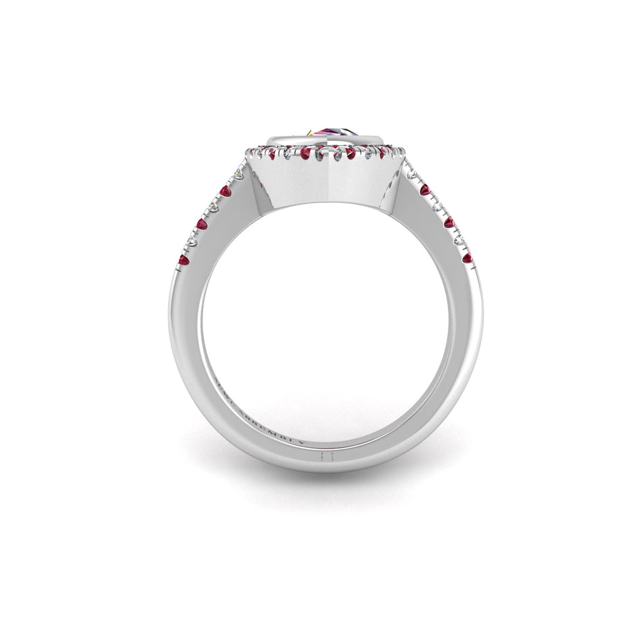 Starry Halo Ring - Ruby Pear