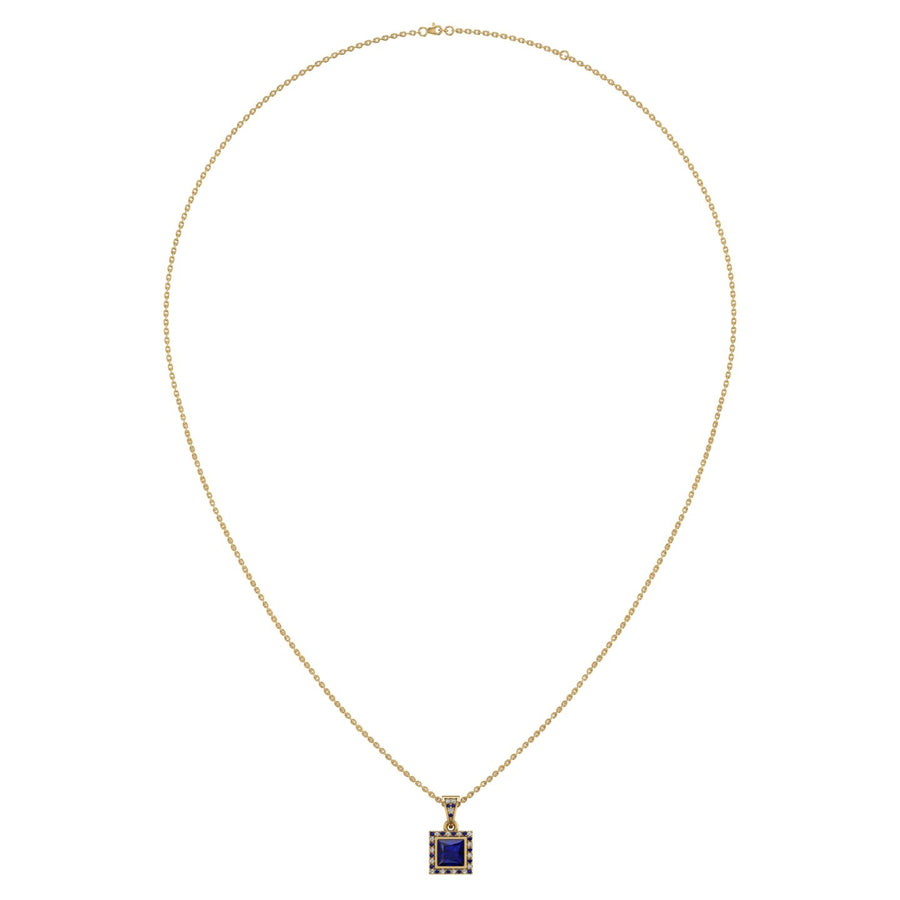 Heavenly Halo Pendant - Blue Sapphire Princess