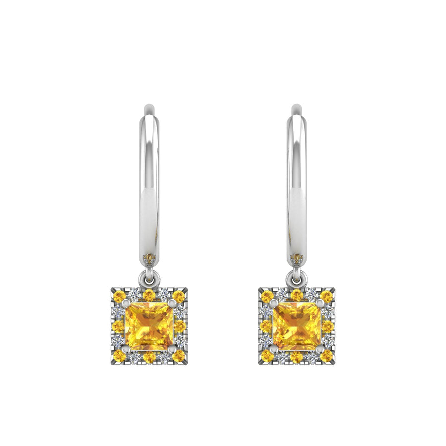 Mystic Hoop Earrings - Halo - Yellow Sapphire Princess