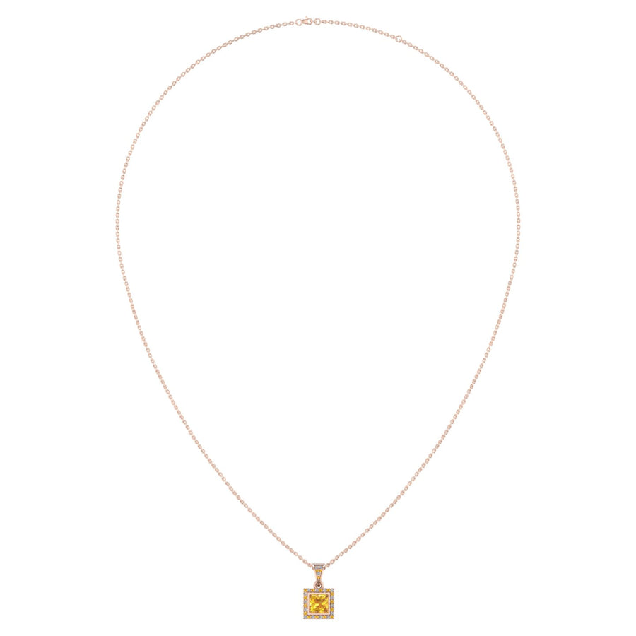 Heavenly Halo Pendant - Yellow Sapphire Princess