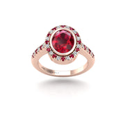 Starry Halo Ring - Ruby Oval
