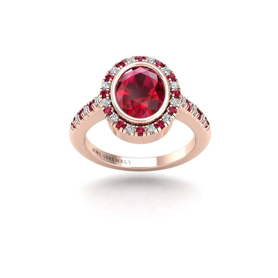 Starry Halo Ring - Ruby Oval