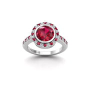 Starry Halo Ring - Ruby Round
