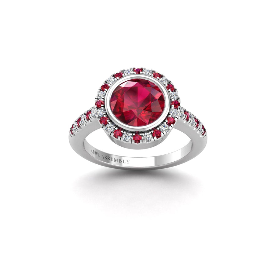 Starry Halo Ring - Ruby Round