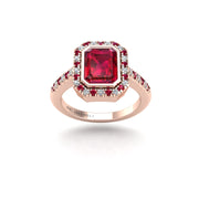 Starry Halo Ring - Ruby Emerald